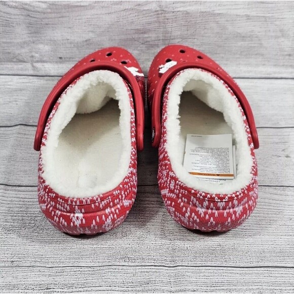 Crocs Classic Lined Holiday Charm Clog Red White Men's Size 10/ Women's 12 - Picture 5 of 5